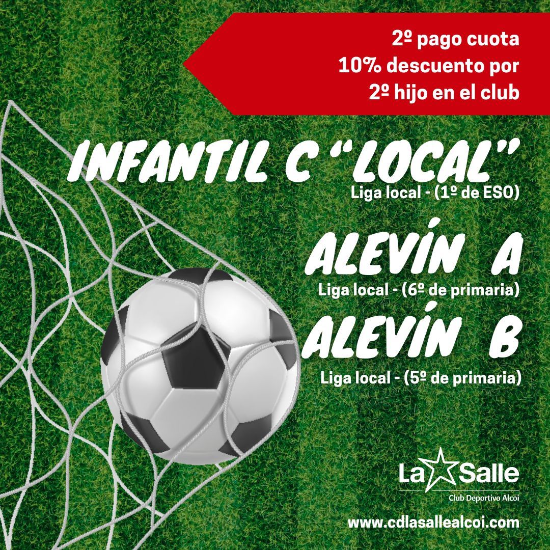 Alevín A/B e Infantil C «local» – cuota fraccionada (2º hijo)